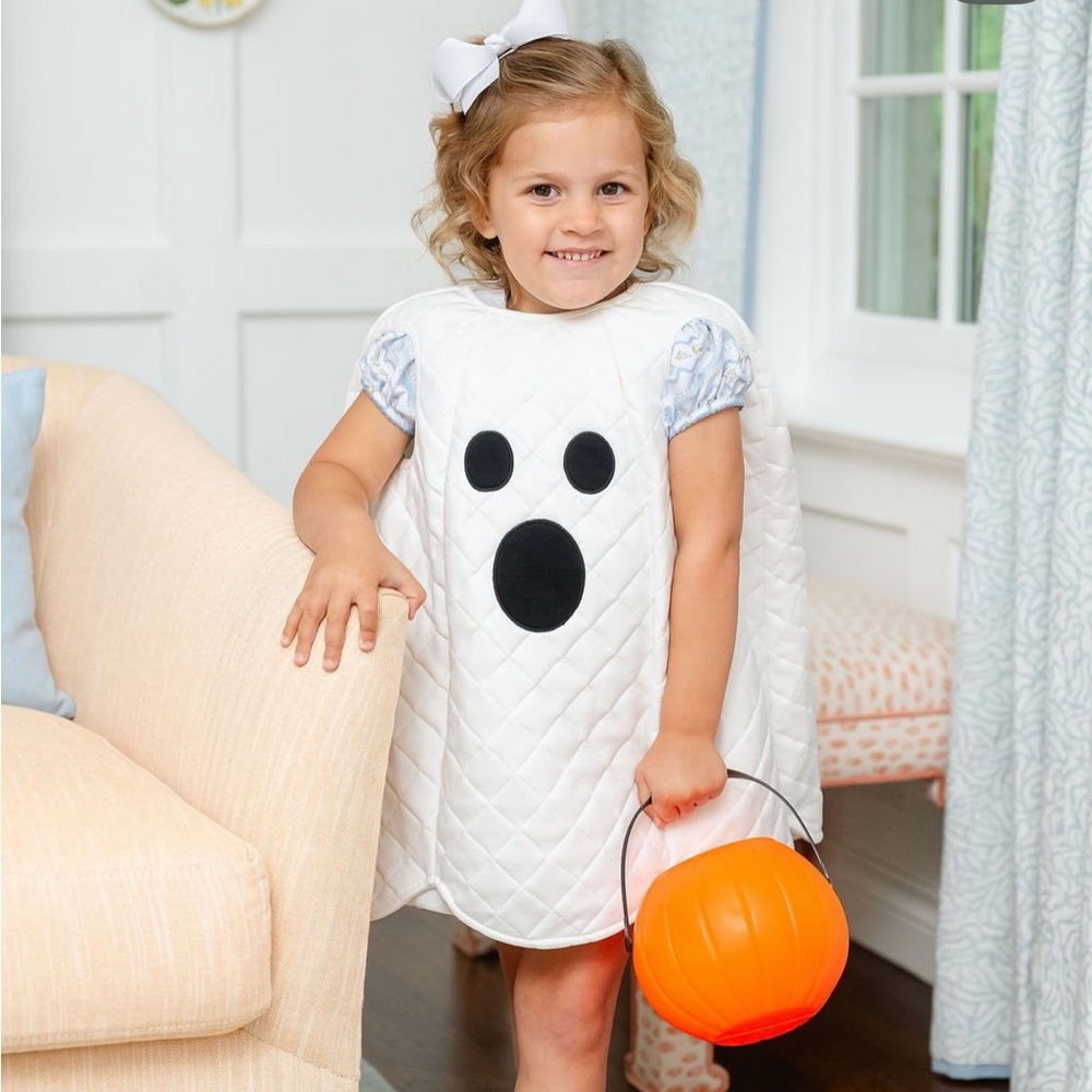 Ruth & Ralph Quilted Ghost Costume Cream White Black Halloween 12-24M Boutique - Picture 6 of 7